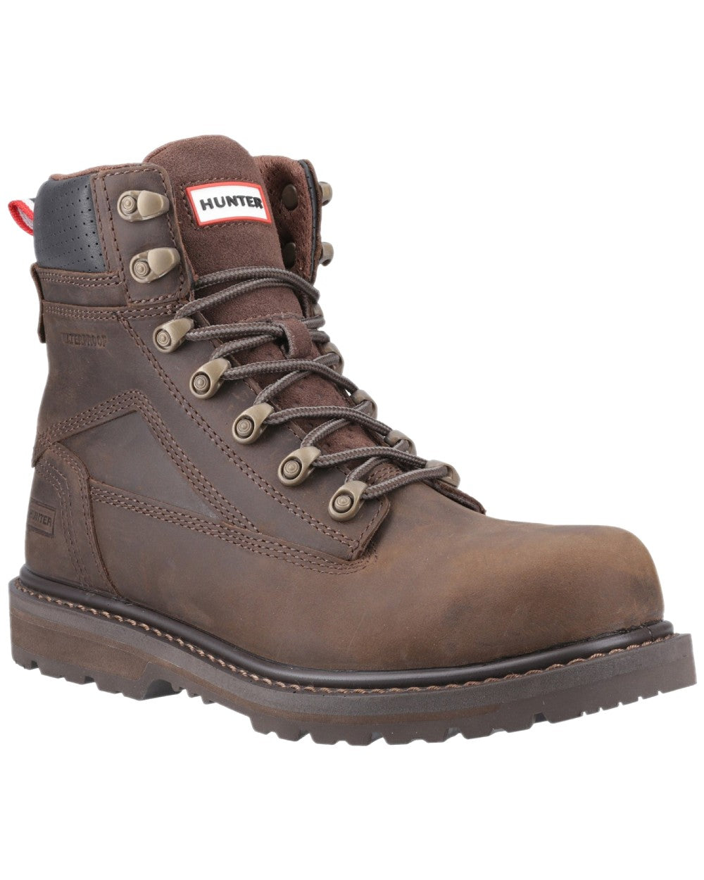 Brown Coloured Hunter Mens Tornado Safety Boots on white background 