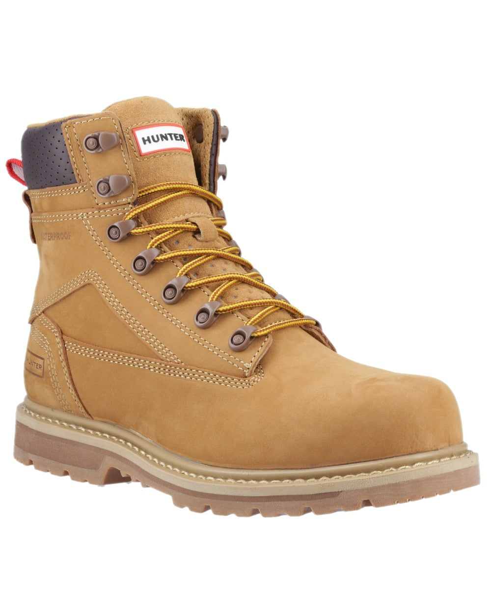 Honey Coloured Hunter Mens Tornado Safety Boots on white background 