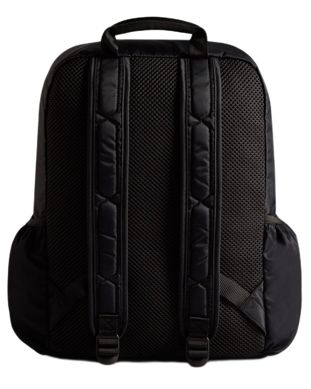 Black coloured Hunter Nylon Large Backpack on white background 