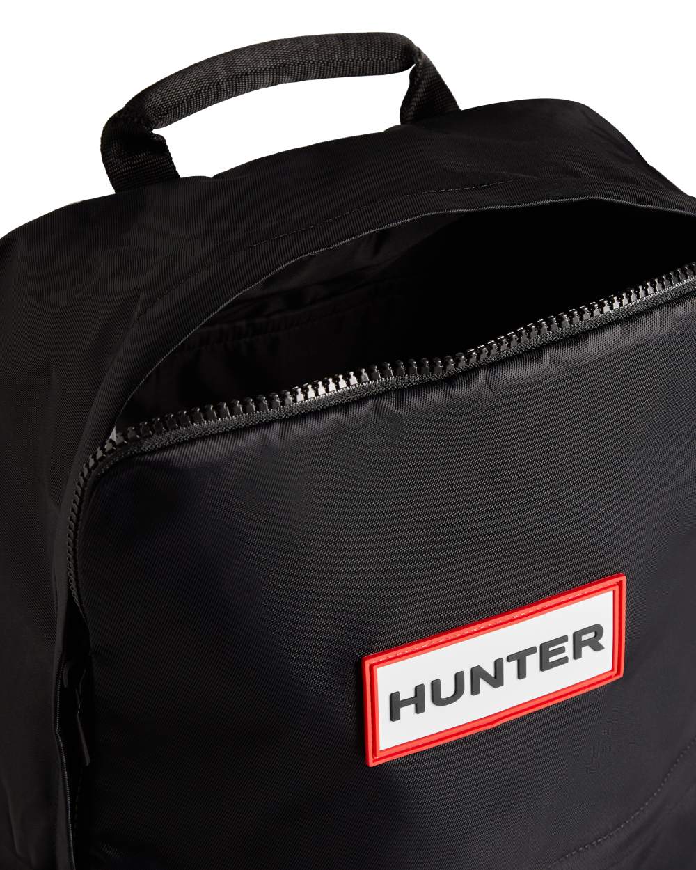 Black coloured Hunter Nylon Large Backpack on white background 