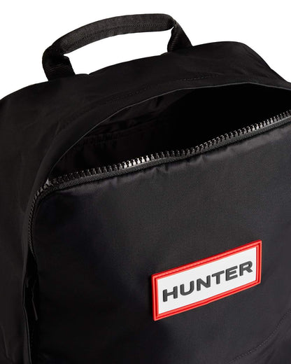 Black coloured Hunter Nylon Large Backpack on white background 