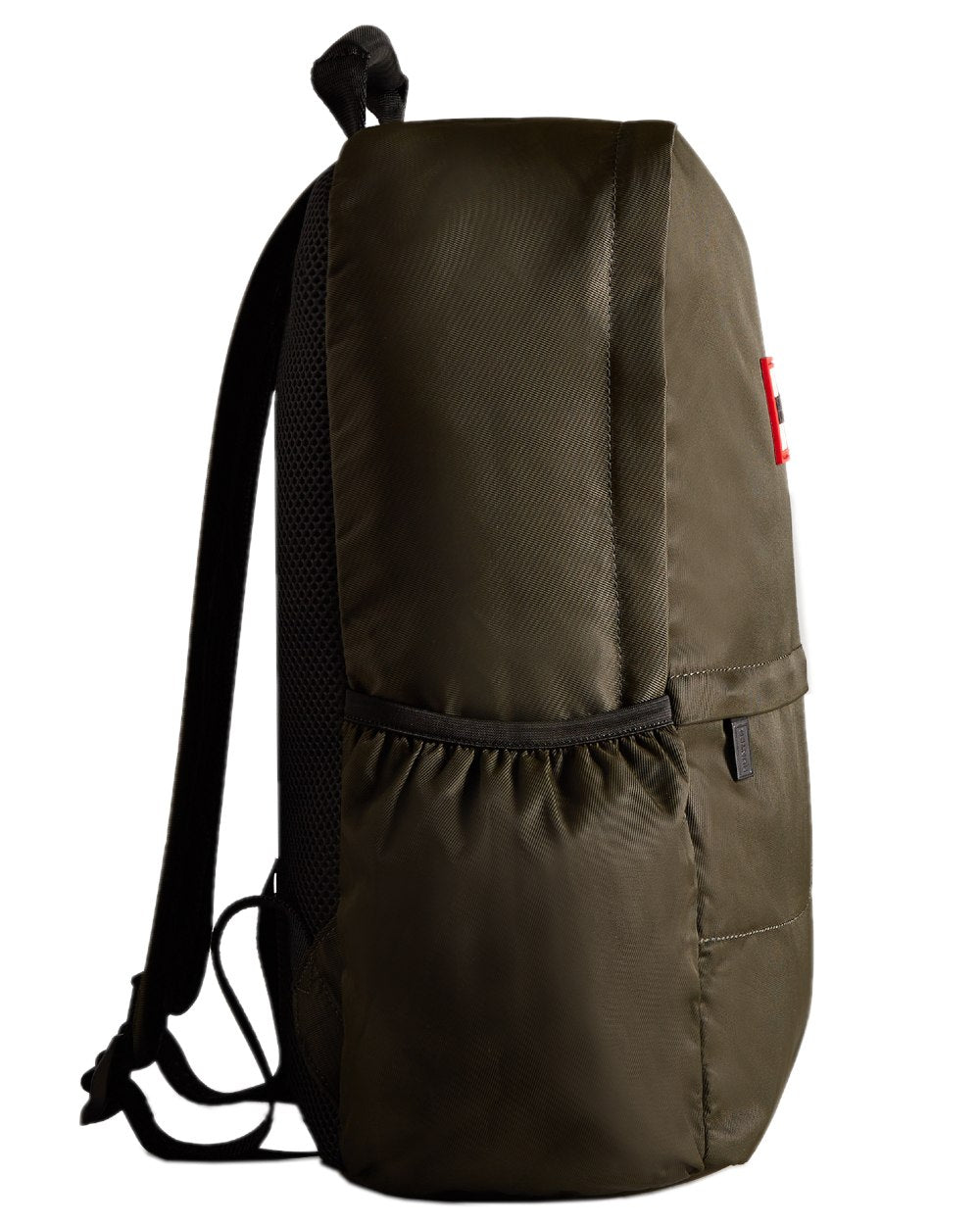Dark Olive coloured Hunter Nylon Large Backpack on white background 
