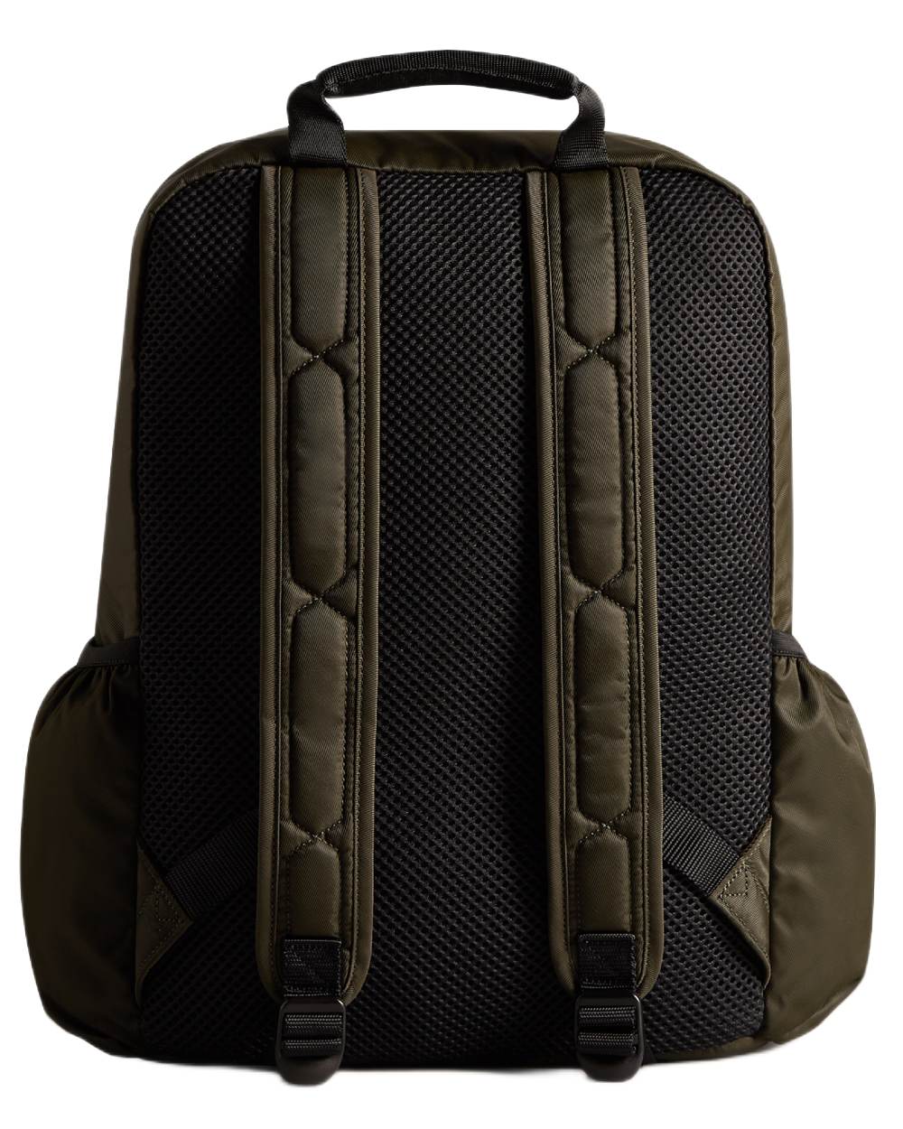 Dark Olive coloured Hunter Nylon Large Backpack on white background 