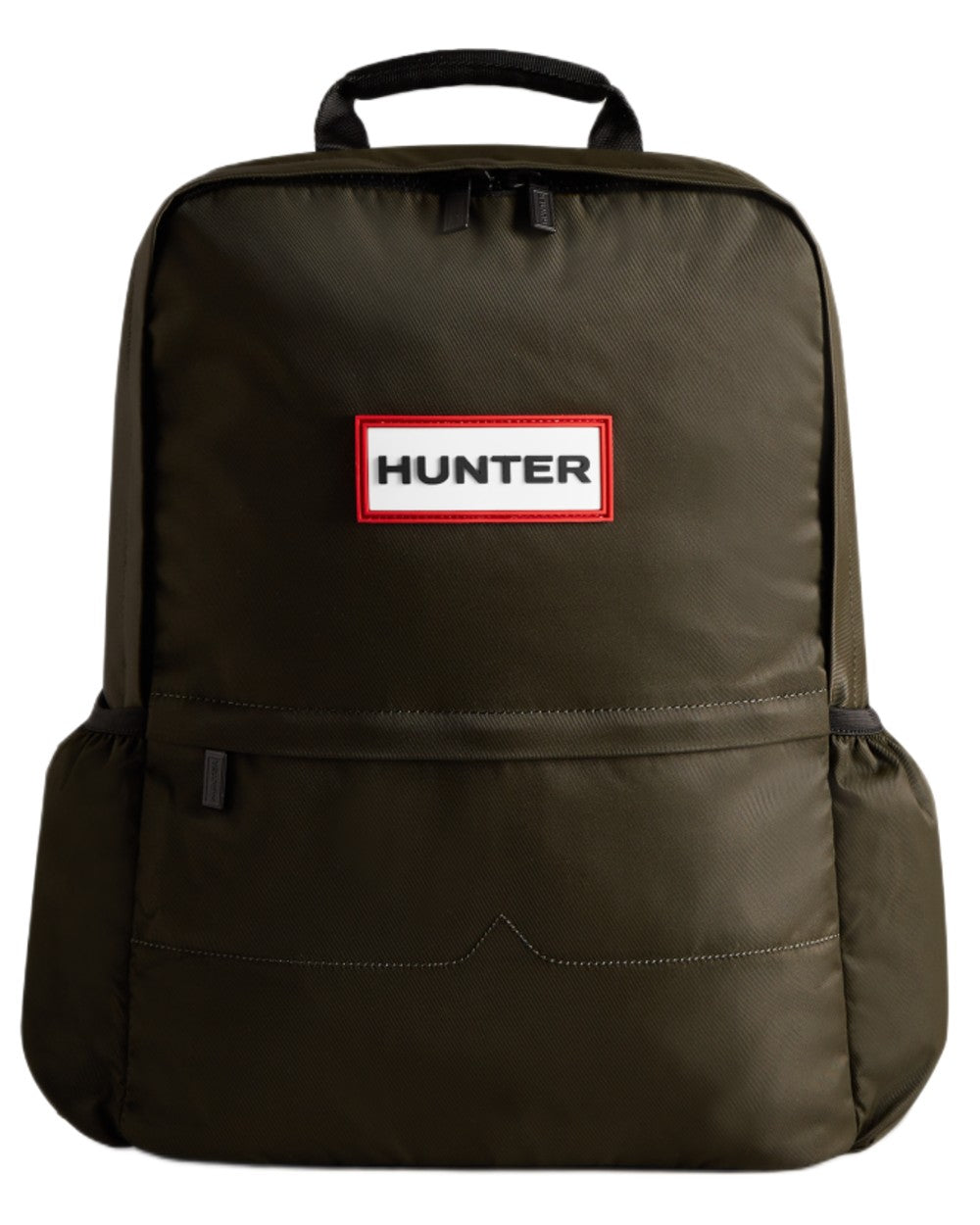 Dark Olive coloured Hunter Nylon Large Backpack on white background 