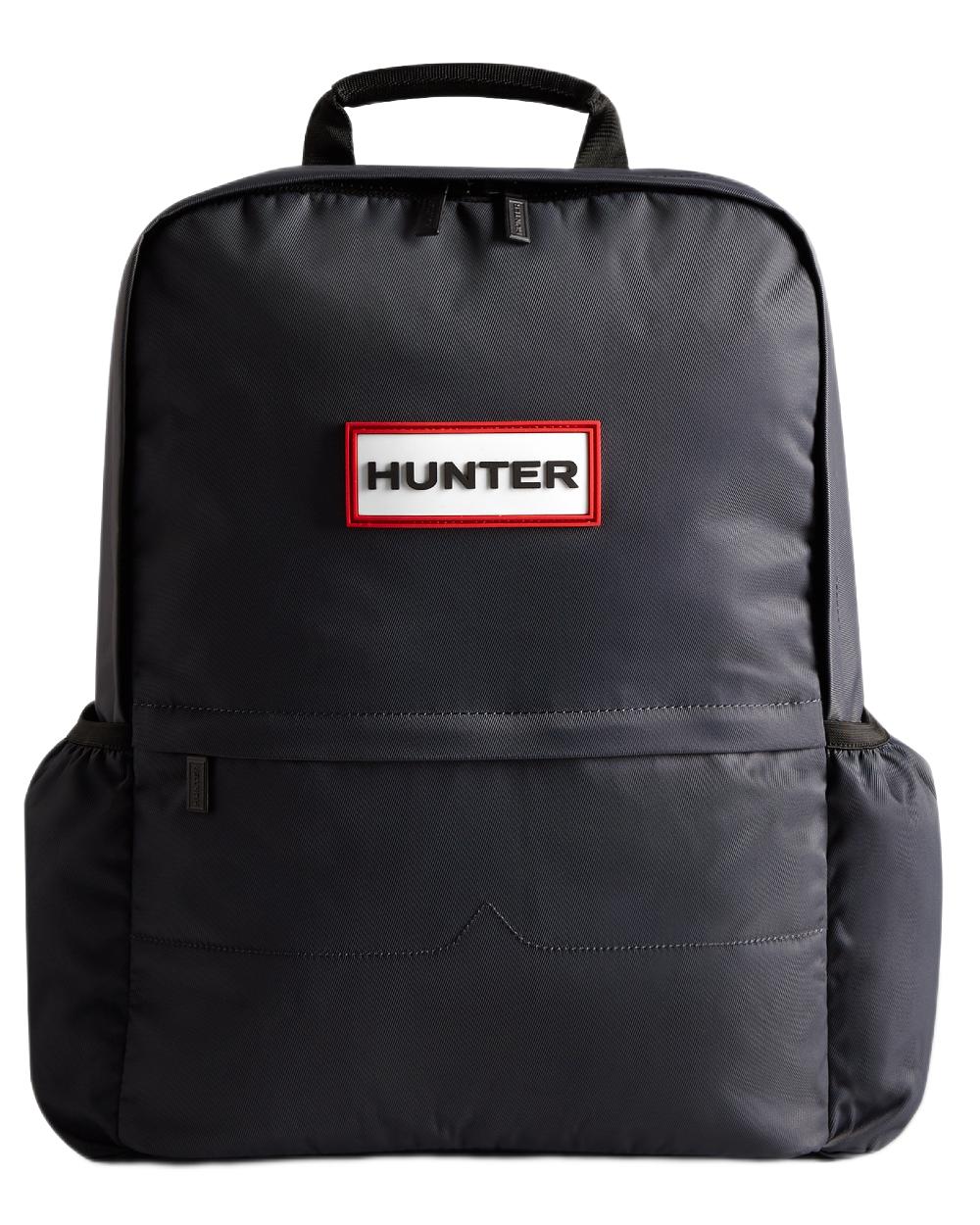 Navy coloured Hunter Nylon Large Backpack on white background 