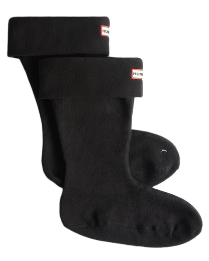 Black coloured Hunter Recycled Downpour Fleece Short Boot Socks on white background 