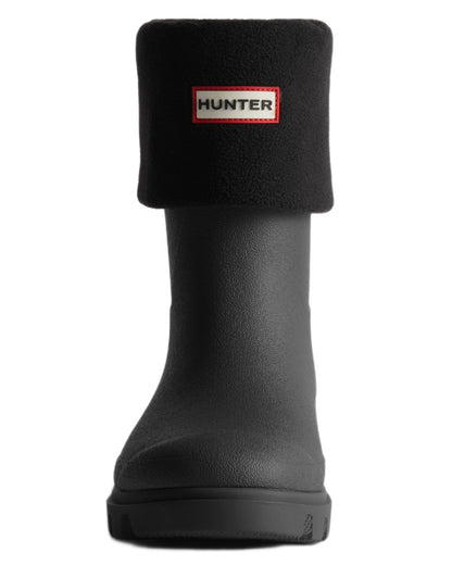 Black coloured Hunter Recycled Downpour Fleece Short Boot Socks on white background 