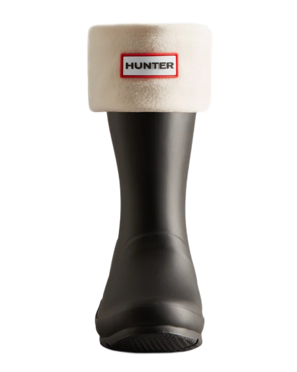 White coloured Hunter Recycled Fleece Cuff Short Boot Socks on white background 