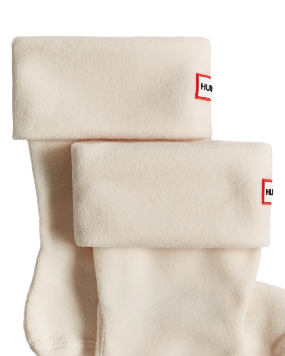 White coloured Hunter Recycled Fleece Cuff Short Boot Socks on white background 