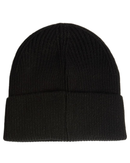 Black coloured Hunter Rory Turn Up Beanie on white background 