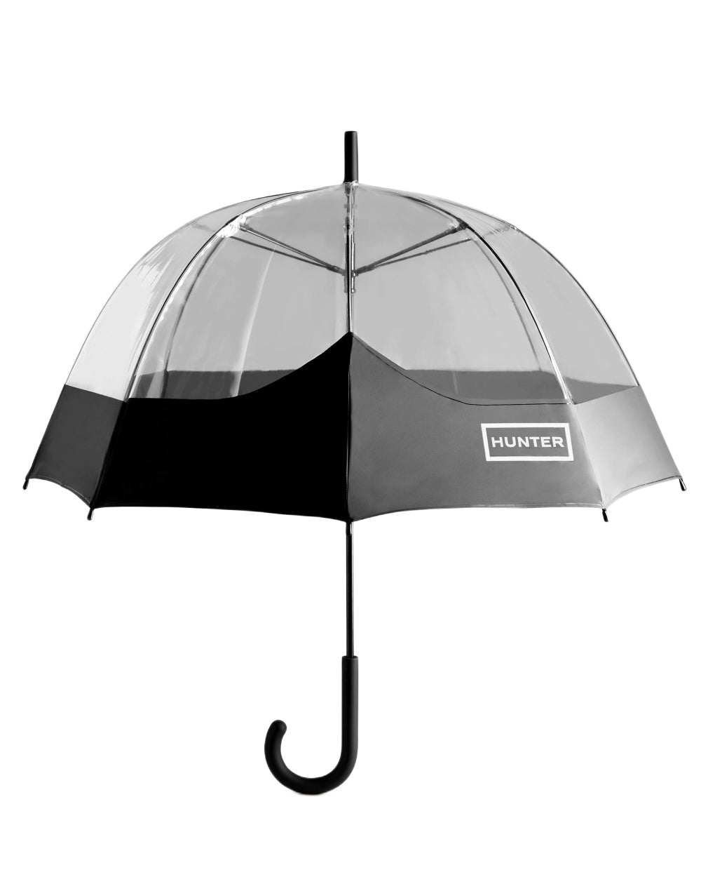 Black coloured Hunter Transparent Moustache Bubble Umbrella on white background 