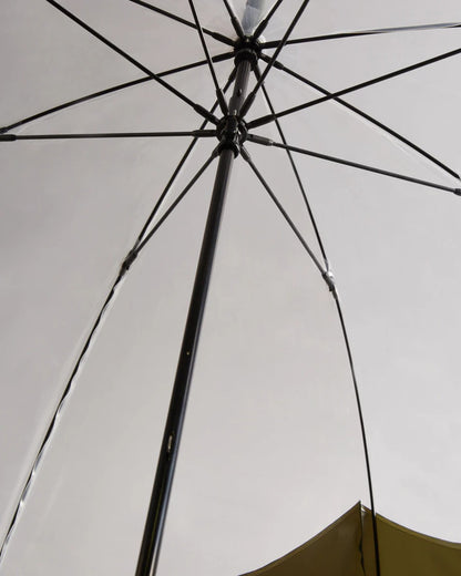 Dark Olive coloured Hunter Transparent Moustache Bubble Umbrella on white background 