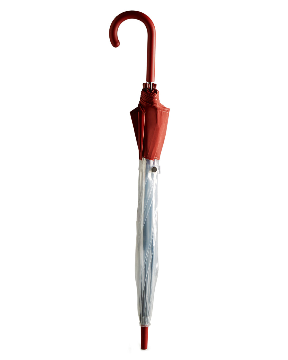 Military Red coloured Hunter Transparent Moustache Bubble Umbrella on white background 