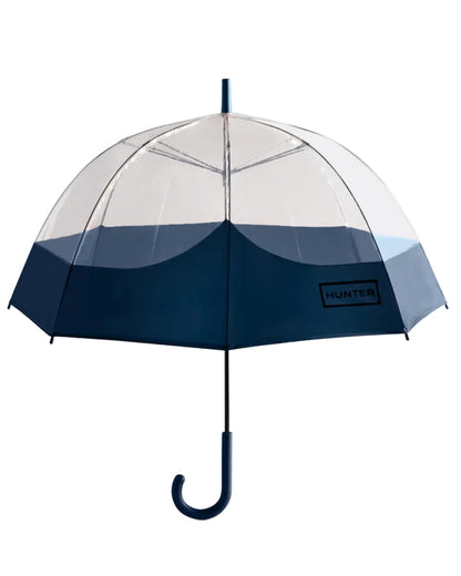 Navy coloured Hunter Transparent Moustache Bubble Umbrella on white background 