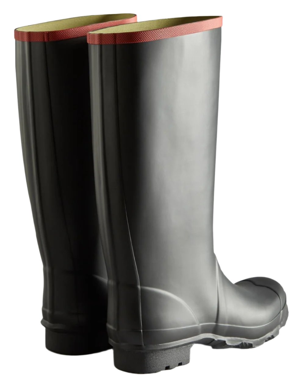 Black coloured Hunter Unisex Argyll Full Knee Wellington Boots on white background 