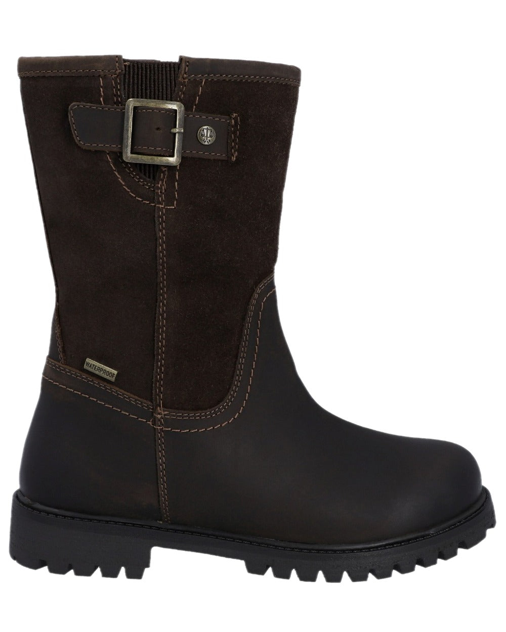 Brown Coloured Hunter Womens Canna Mid Waterproof Country Boots on white background 