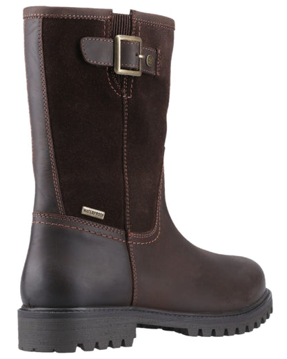 Brown Coloured Hunter Womens Canna Mid Waterproof Country Boots on white background 