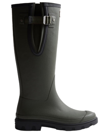 Dark Olive Black Coloured Hunter Womens Downpour Adjustable Tall Boots on white background 