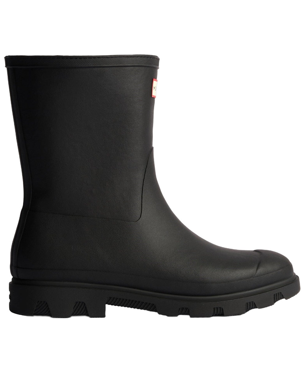 Black Coloured Hunter Womens Downpour Insulated Short Boots on white background 