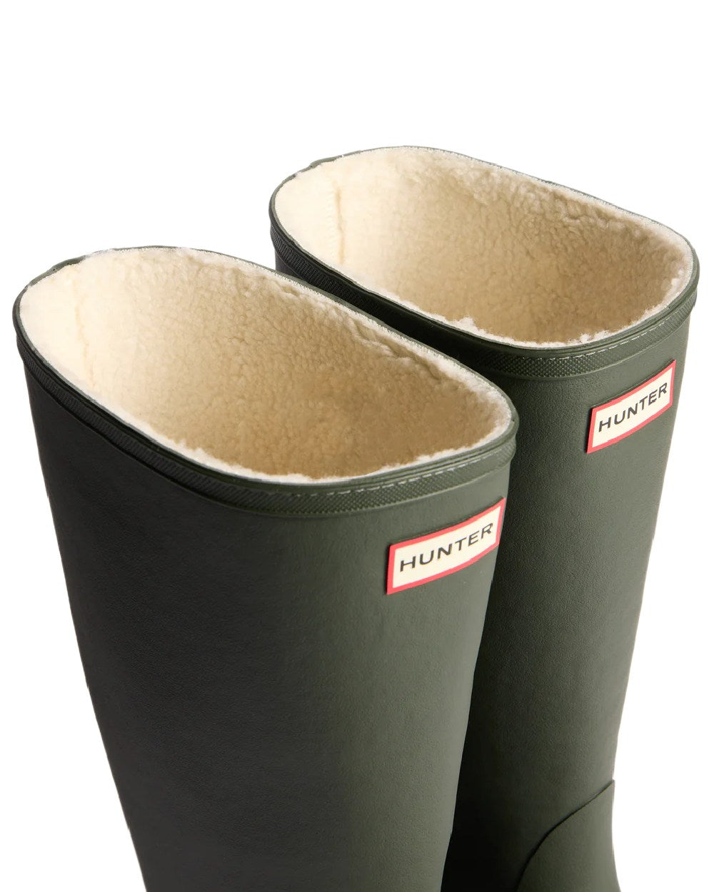Dark Olive Coloured Hunter Womens Downpour Insulated Tall Boots on white background 