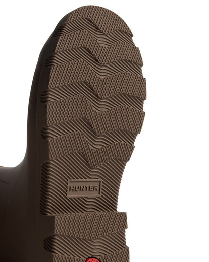 Chocolate Brown coloured Hunter Womens Downpour Short Wellingtons on white background 