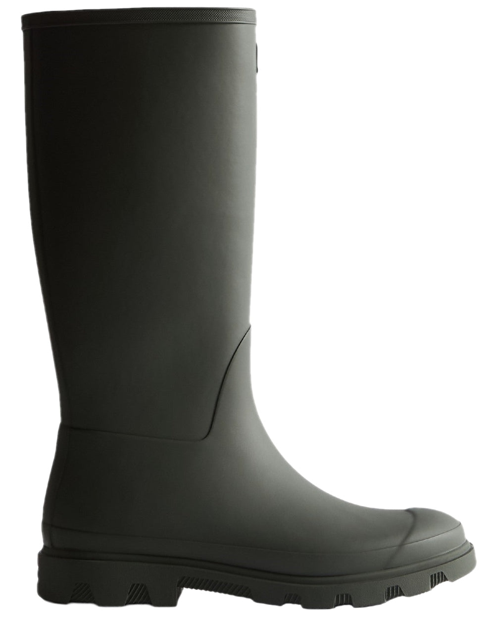 Dark Olive Coloured Hunter Womens Downpour Tall Wellingtons on white background
