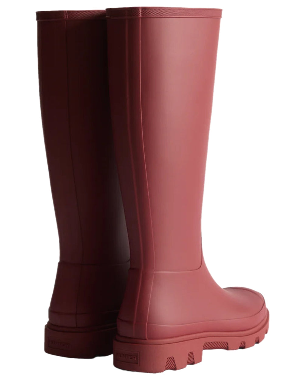 Merlot Coloured Hunter Womens Downpour Tall Wellingtons on white background
