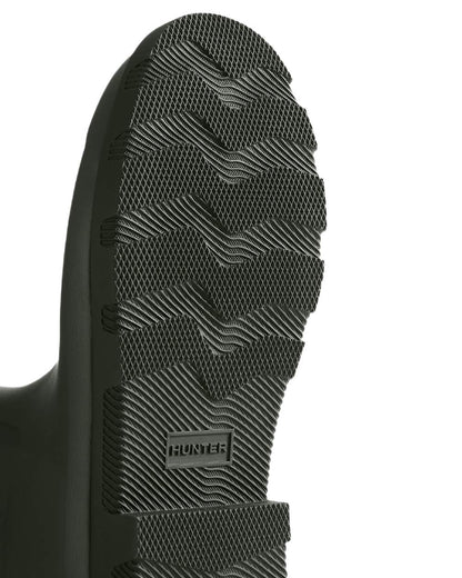 Dark Olive Black coloured Hunter Womens Field Downpour Adjustable Wellingtons on white background 