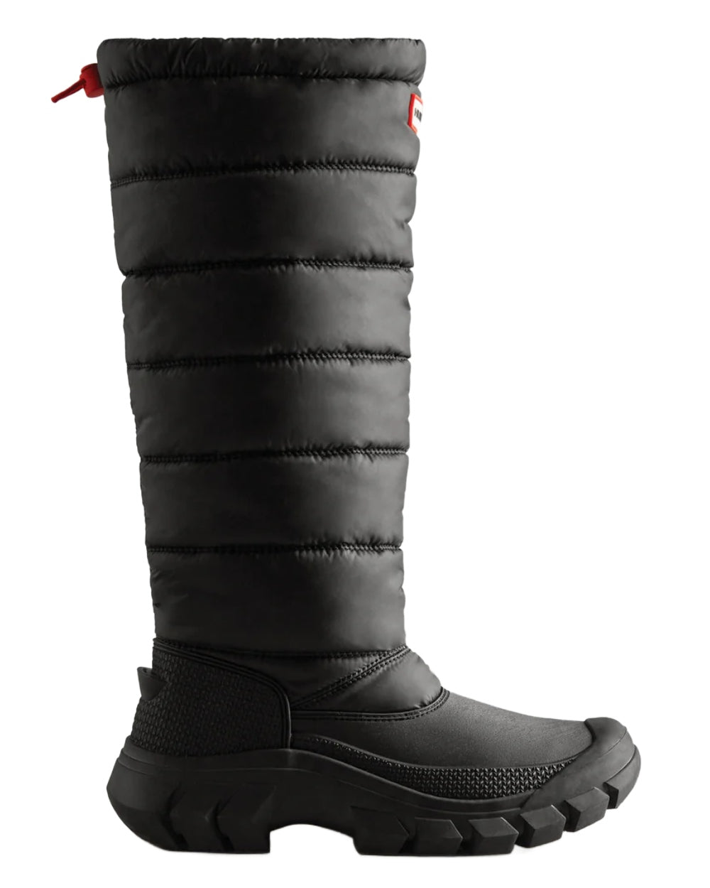 Black coloured Hunter Womens Intrepid Insulated Tall Snow Boots on white background 