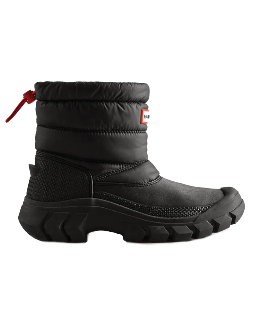 Black coloured Hunter Womens Intrepid Short Snow Boots on white background 