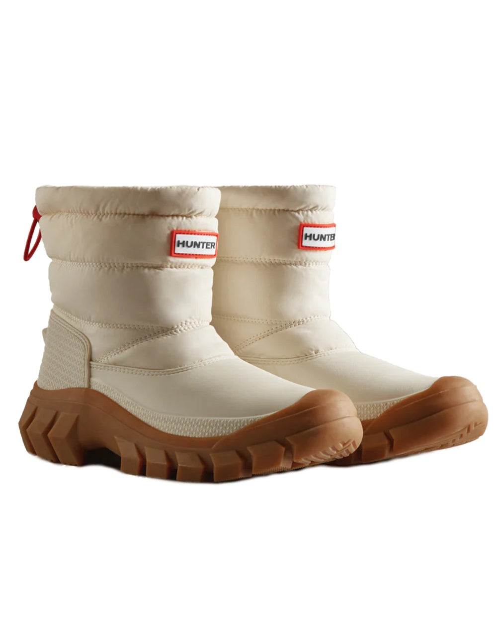 White coloured Hunter Womens Intrepid Short Snow Boots on white background 