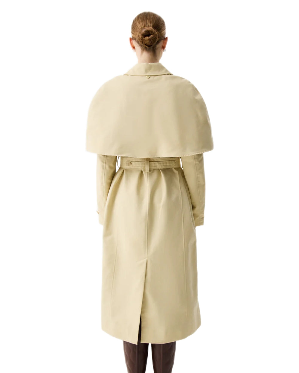 Gravel coloured Hunter Womens Keltie Cape Trench on white background 