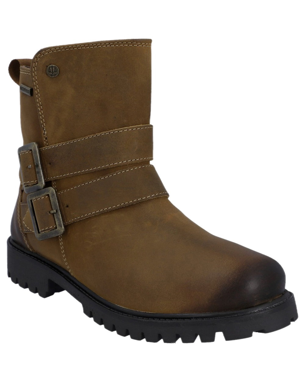 Dark Tan Coloured Hunter Womens Ness Ankle Boots on white background 