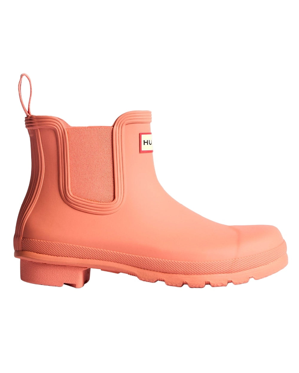 Terracotta Coloured Hunter Womens Original Chelsea Boots on white background

