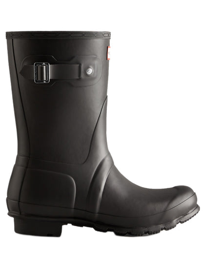 Black coloured Hunter Womens Original Short Insulated Wellingtons on white background 