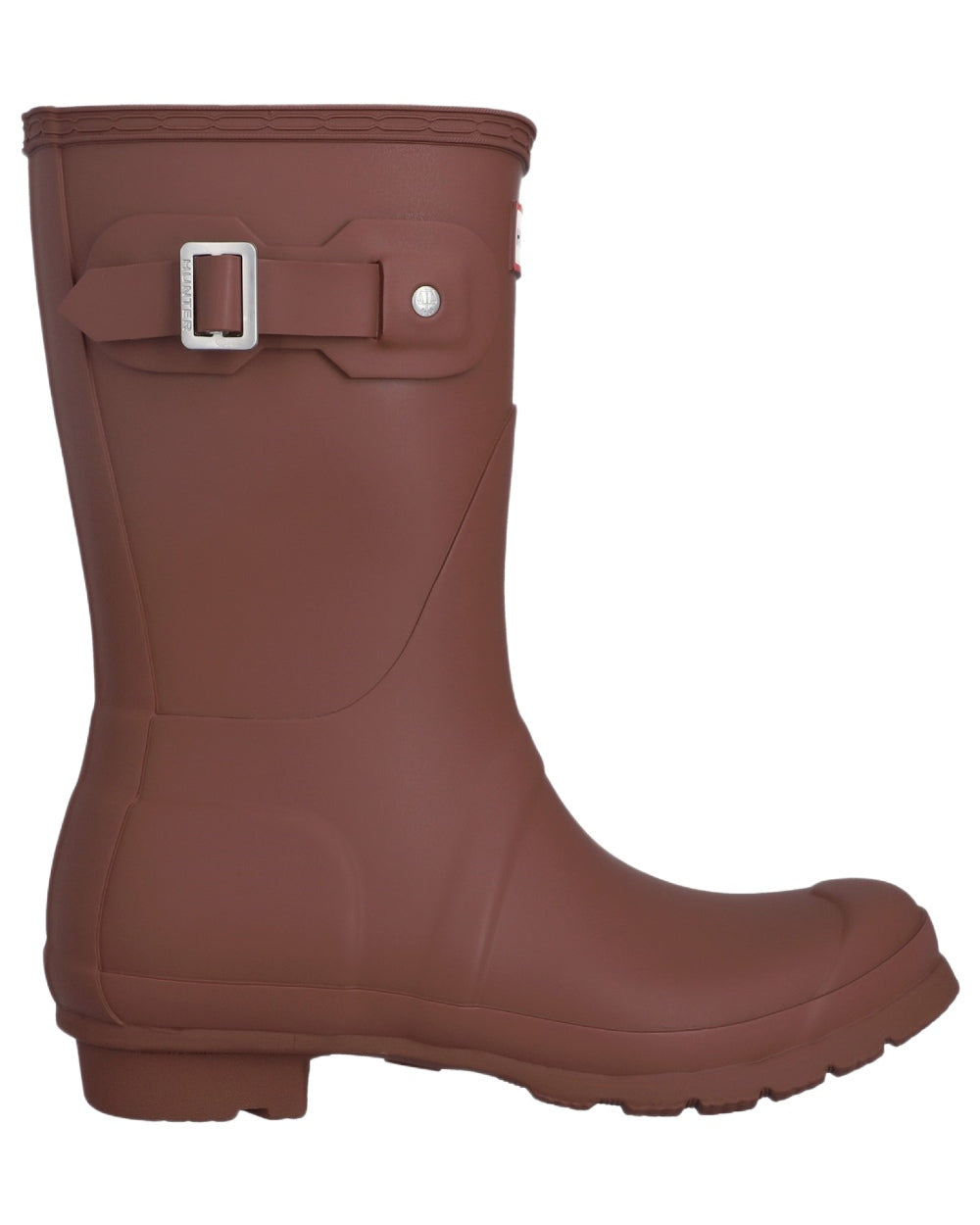 Merlot Coloured Hunter Womens Original Short Wellingtons on white background 