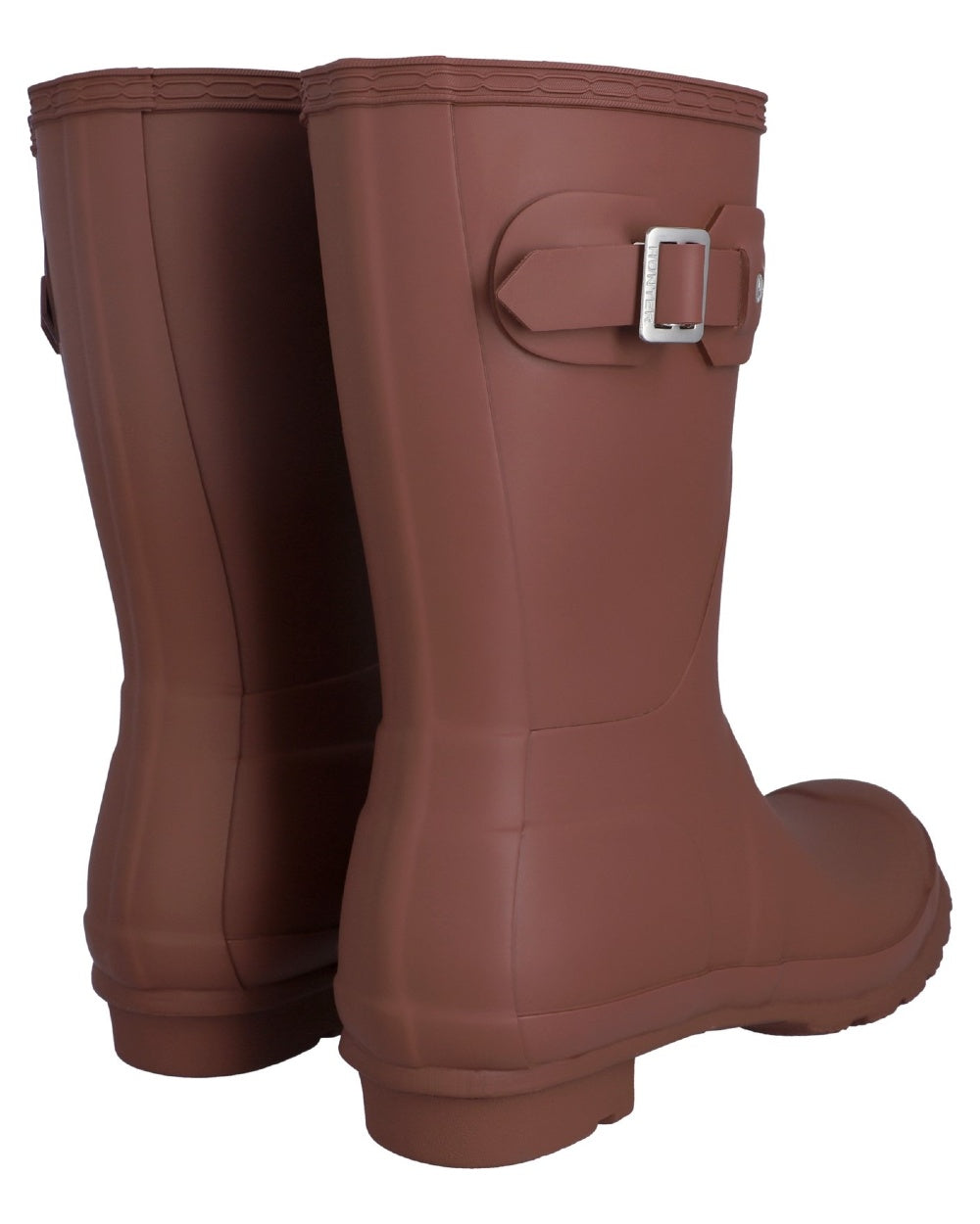 Merlot Coloured Hunter Womens Original Short Wellingtons on white background 