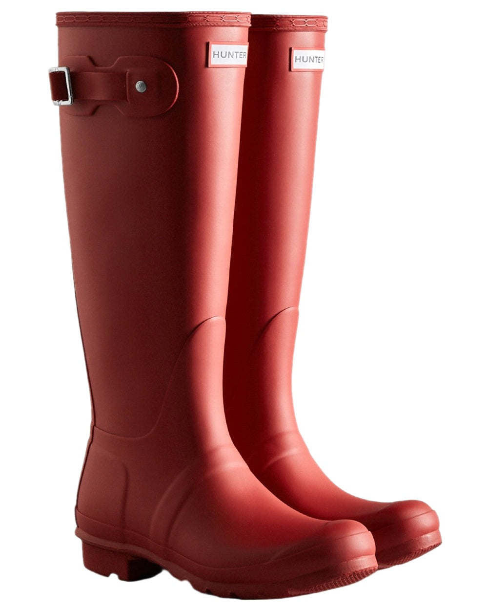 Merlot Coloured Hunter Womens Original Tall Wellingtons on white background 