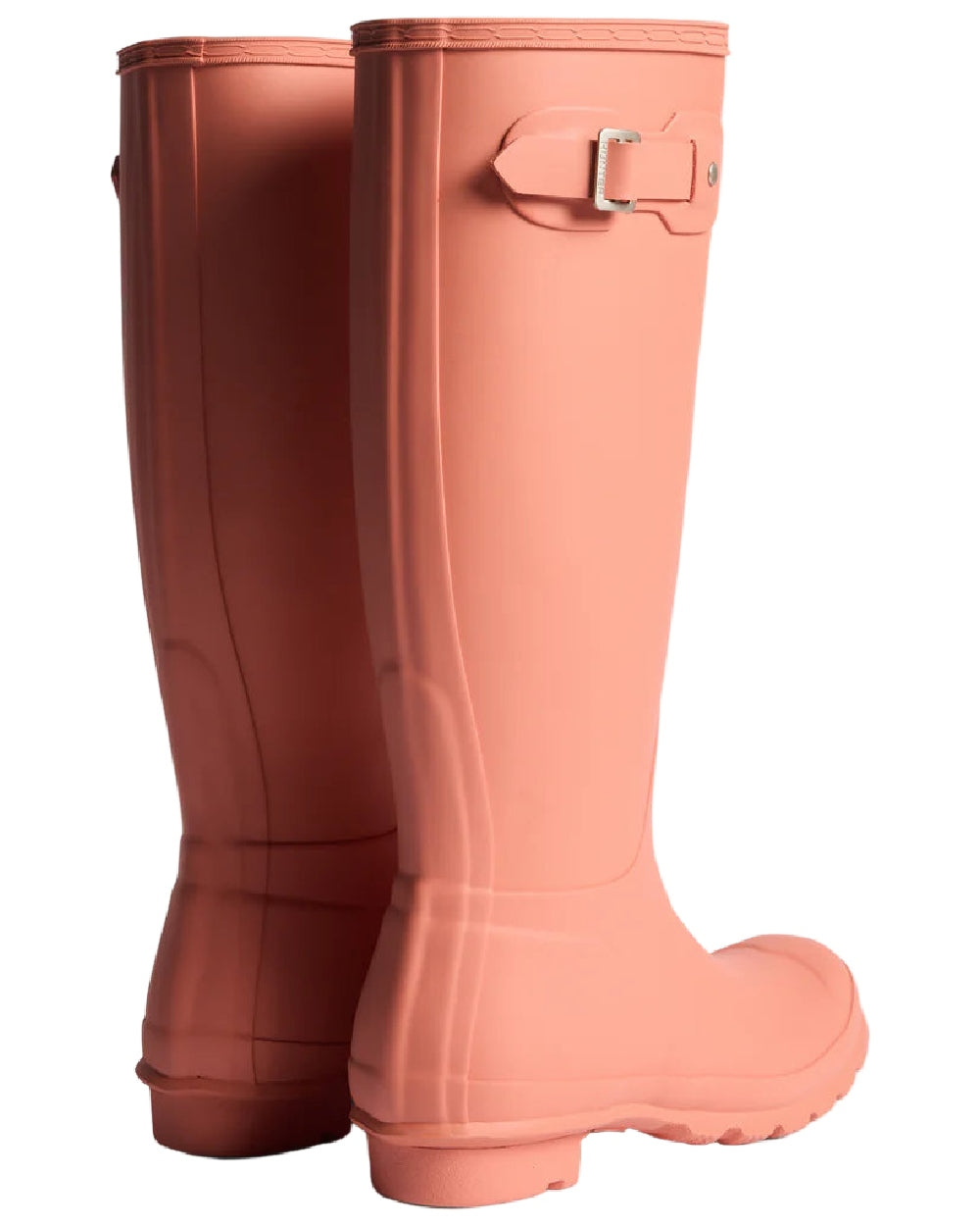 Terracotta Coloured Hunter Womens Original Tall Wellingtons on white background 