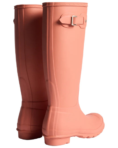 Terracotta Coloured Hunter Womens Original Tall Wellingtons on white background 