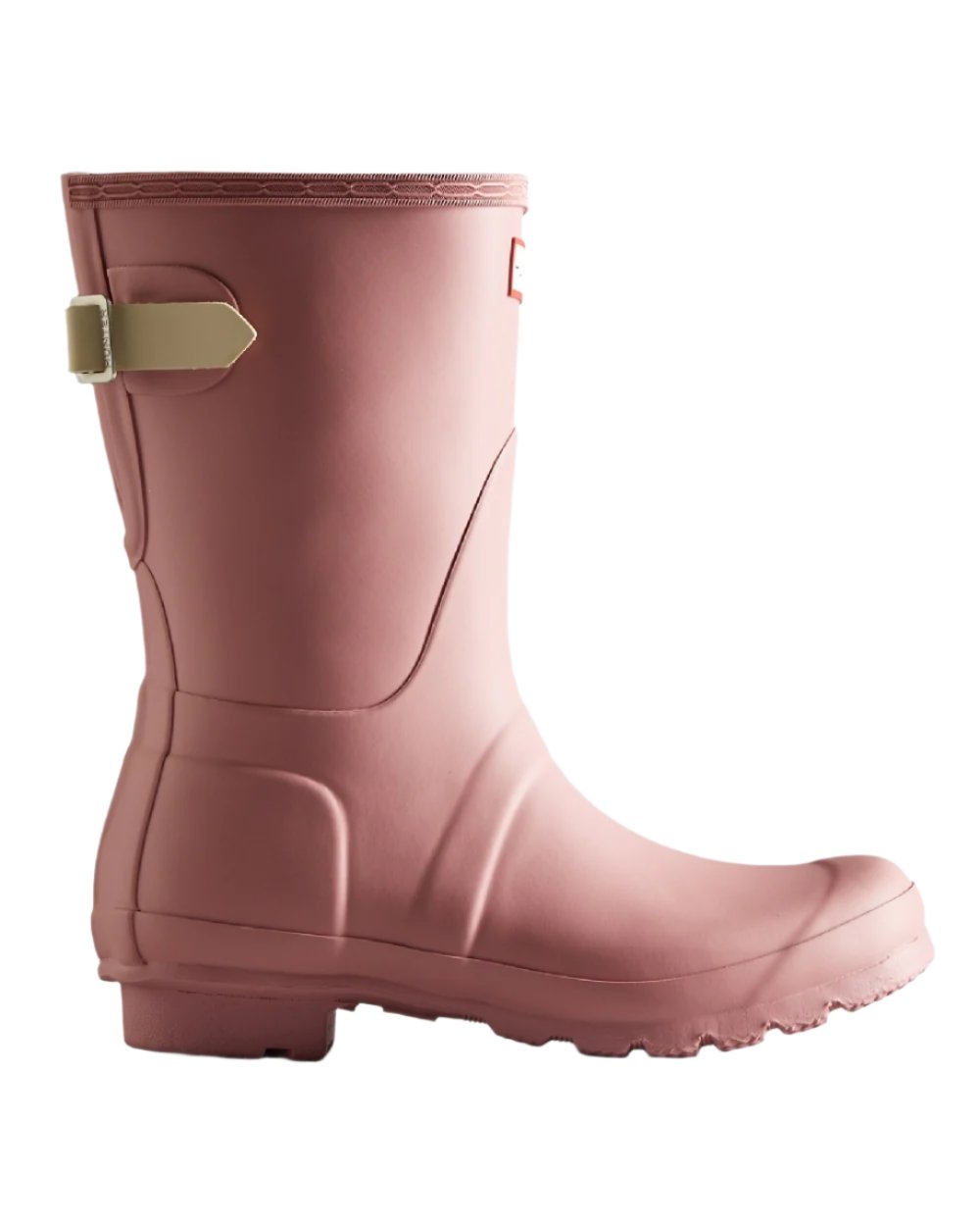 Trufted Purple coloured Hunter Womens Originals Short Back Adjustable Wellington Boots on white background 