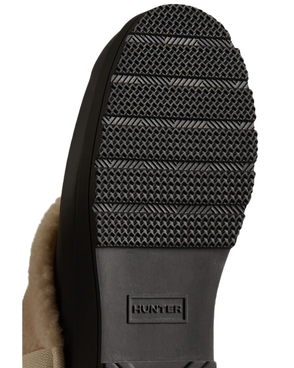 Black Coloured Hunter Womens Play Insulated Clogs on white background 