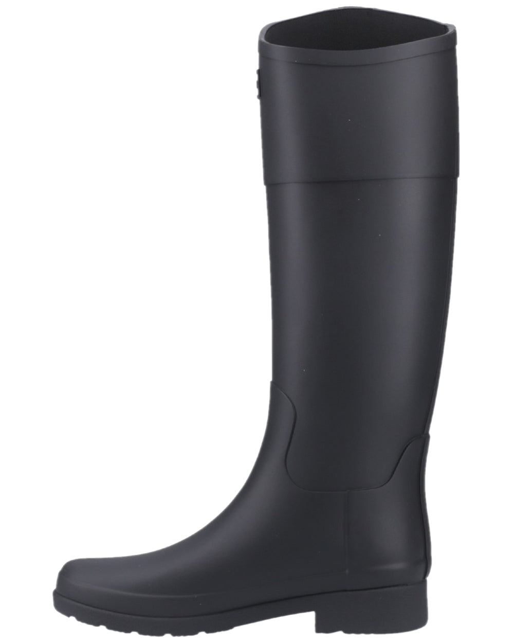 Black Coloured Hunter Womens Refined Riding Tall Wellington Boots on white background 