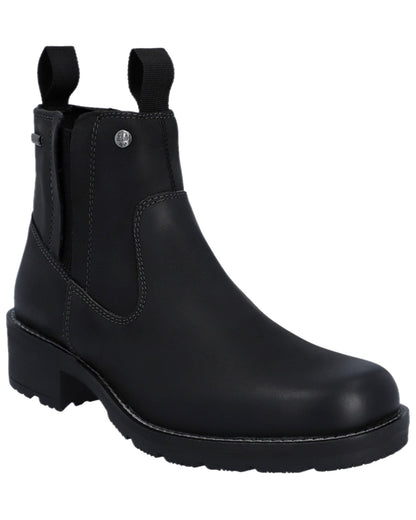 Black Coloured Hunter Womens Skye Waterproof Dealer Boots on white background 