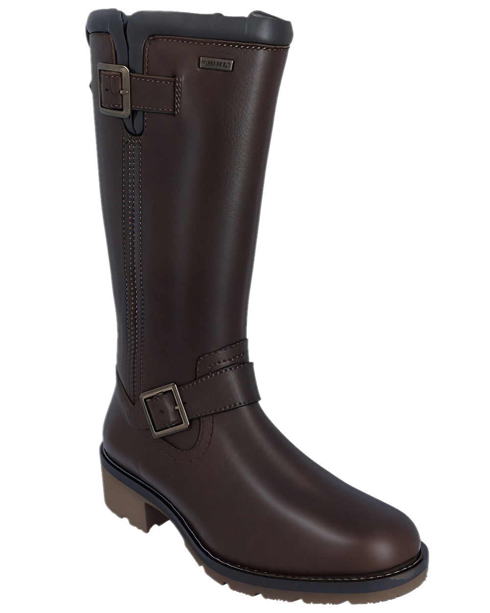 Brown Coloured Hunter Womens Skye Waterproof Tall Boots on white background 