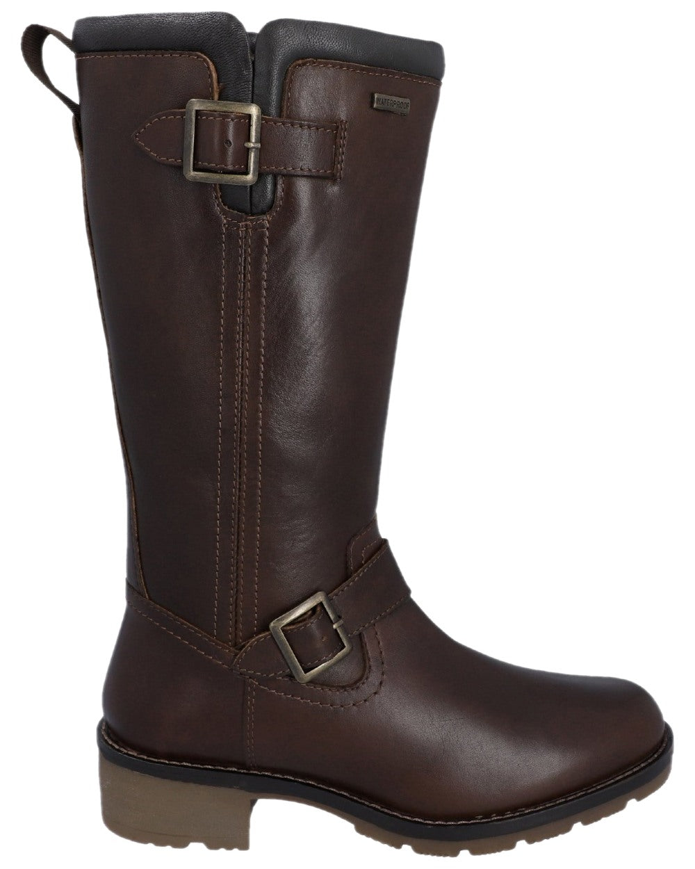 Brown Coloured Hunter Womens Skye Waterproof Tall Boots on white background 