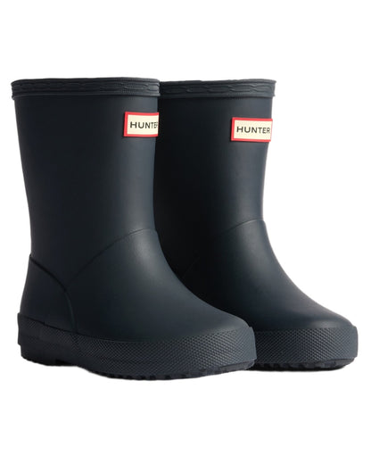 Hunter Navy coloured Hunter Childrens First Insulated Boots on white background 