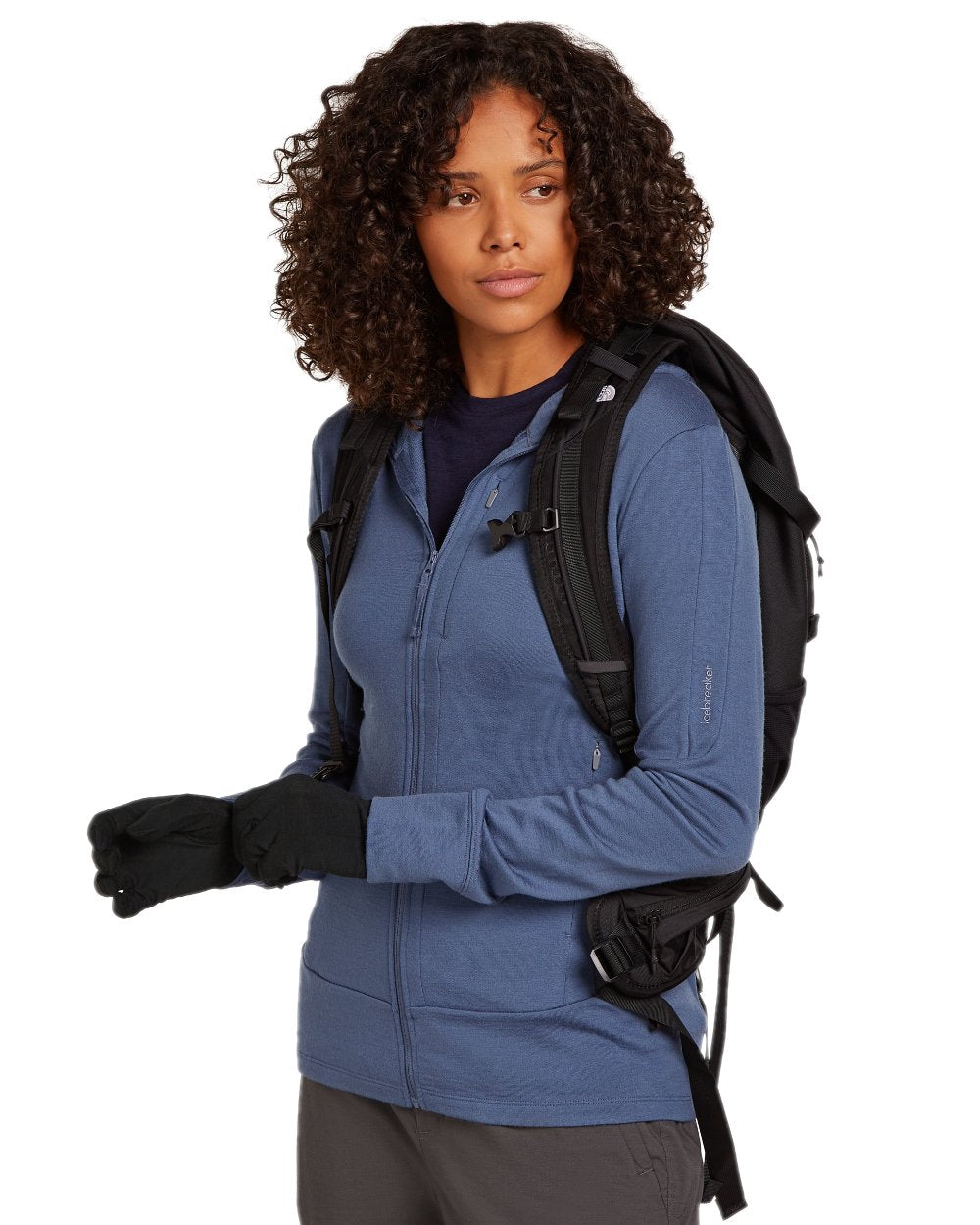 Black Coloured Icebreaker 200 Oasis Glove Liners on white background 