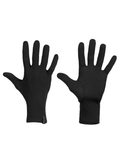 Black Coloured Icebreaker 200 Oasis Glove Liners on white background 