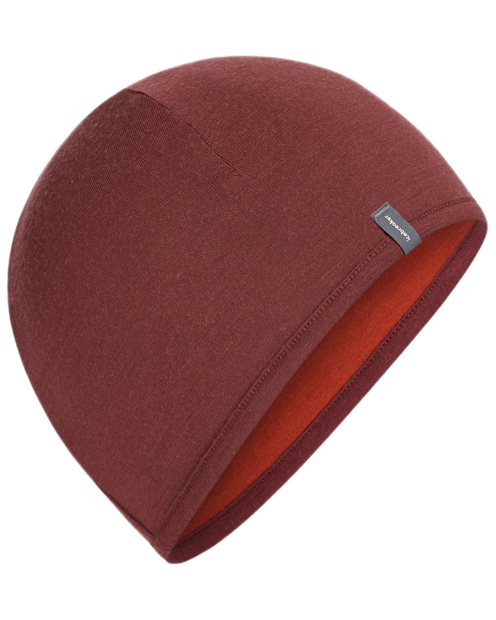 Agate Port coloured Icebreaker 200 Oasis Reversible Beanie on white background 